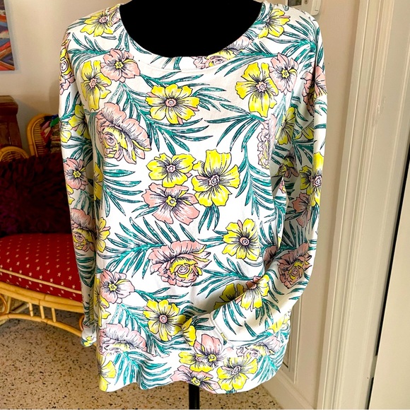 ANTHROPOLOGIE Lou & Grey Long Sleeve Knit Floral Print Pullover Top! - Picture 1 of 13